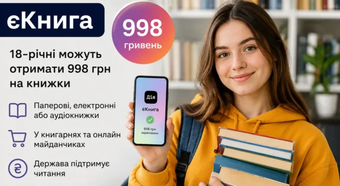 18-річним на Рівненщині доступна виплата 998 гривень на купівлю книжок