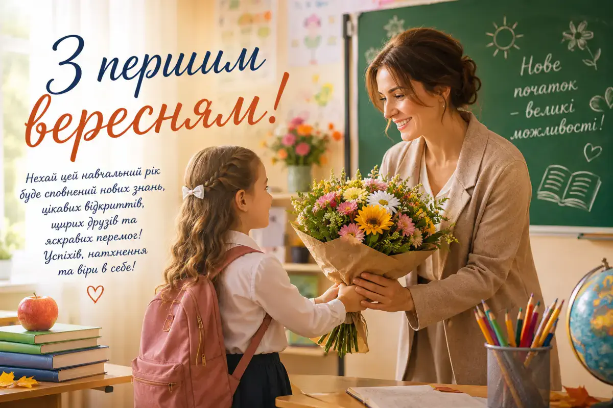 Привітання з 1 вересня 2026: нехай зошити будуть чистими, думки — світлими, а шкільні будні — веселими